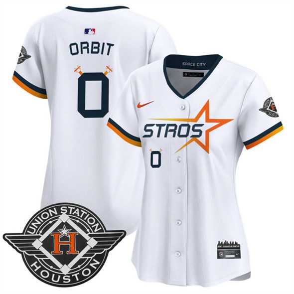 Women%27s Houston Astros #0 Orbit White 2025 City Connect Limited Stitched Jersey Dzhi